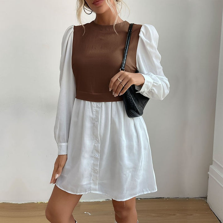 Damen Hemdblusenkleid mit Puffärmeln Drune