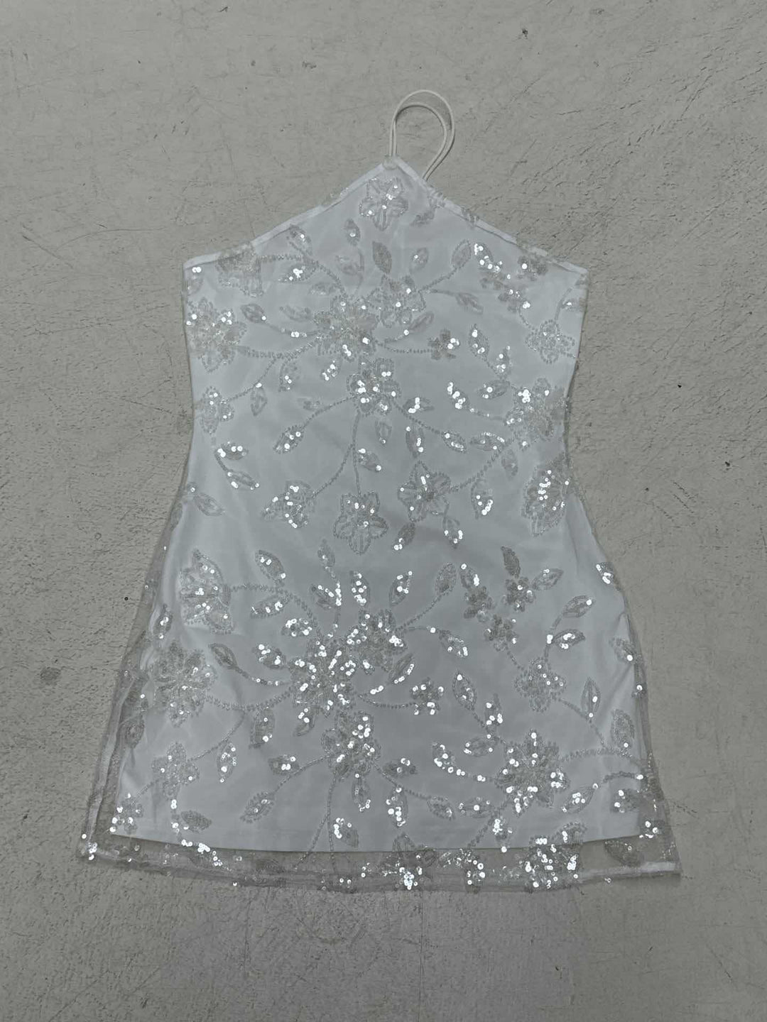 Damen glitzerndes Abendkleid mit floralem Stickdesign Drune