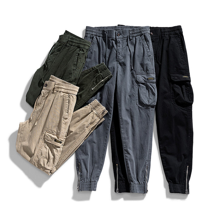 Herren Multifunktionale Cargo-Joggerhose mit Reißverschluss-Beinabschluss und großen Klappentaschen Drune