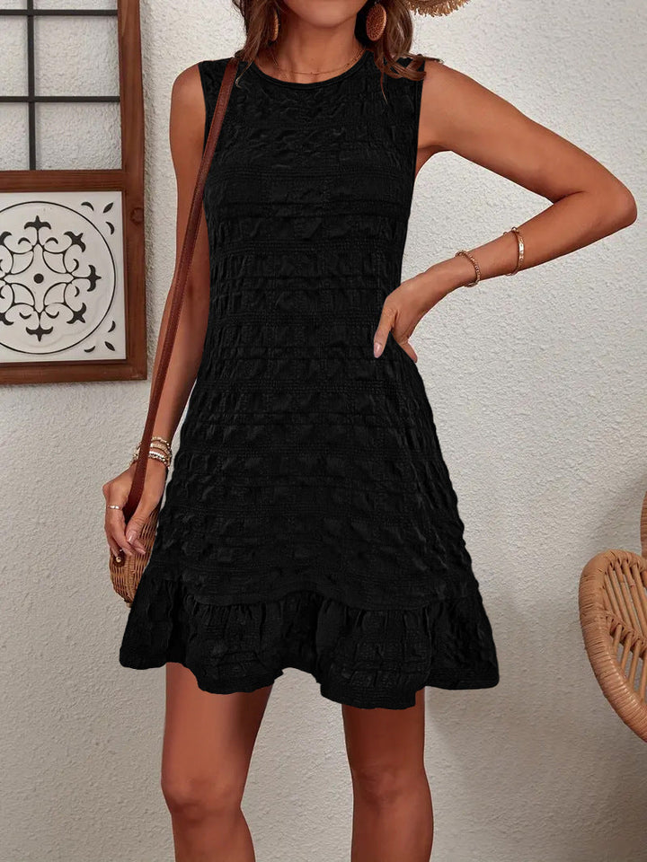 Damen ärmelloses Sommerkleid mit Rüschendetails Drune