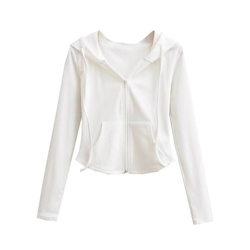 Damen sportliche Kapuzenjacke mit Reißverschluss und gemütlichem Schnitt Drune