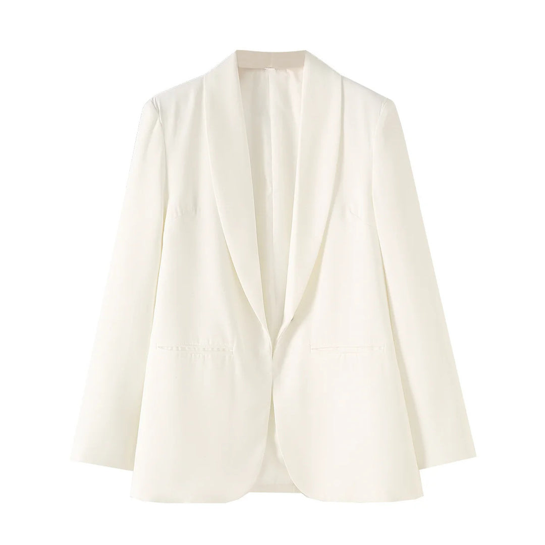 Damen nan eleganter Longblazer mit Schalkragen, unstrukturiertem Fall und paspelierten Leistentaschen Drune