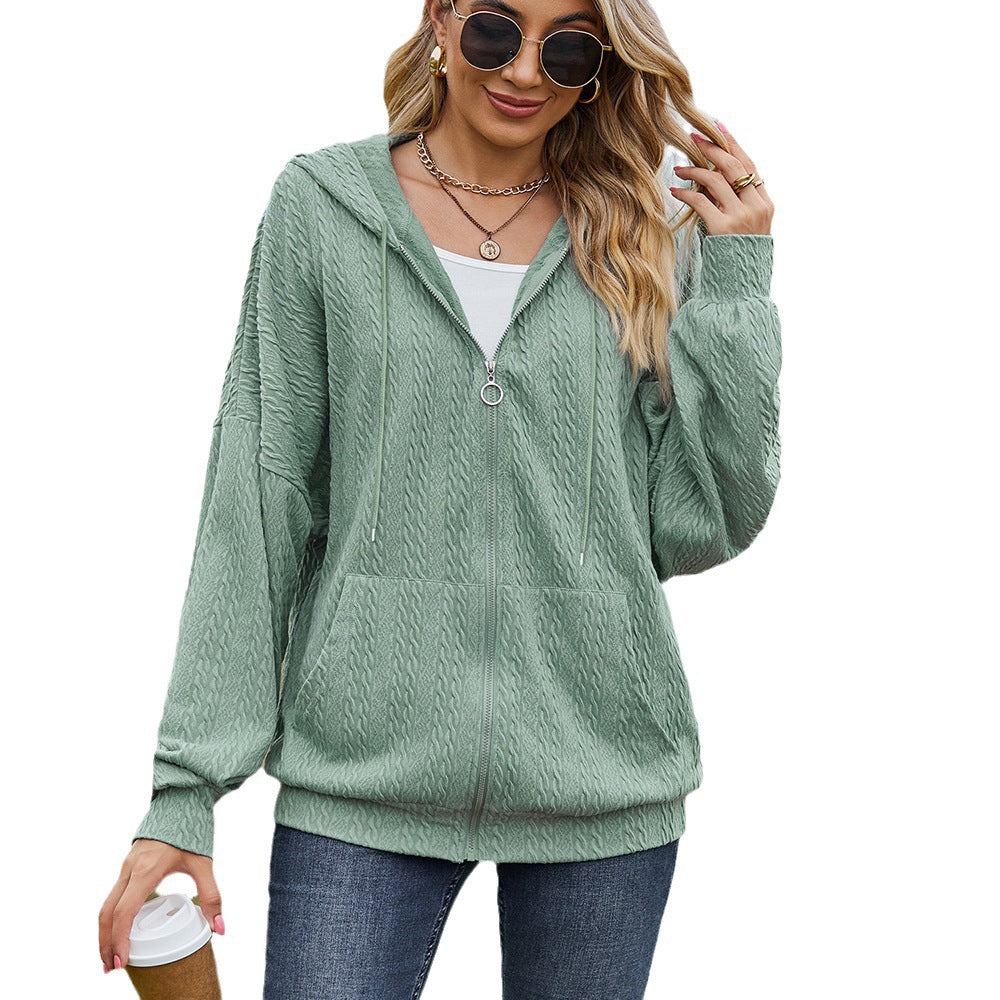 Damen Oversized Kapuzenpullover mit Strukturmuster und praktischen Taschen Drune