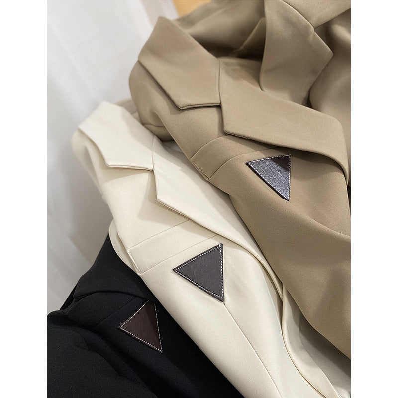 Damen Modischer Doppelreiher Blazer mit Taillengürtel Drune