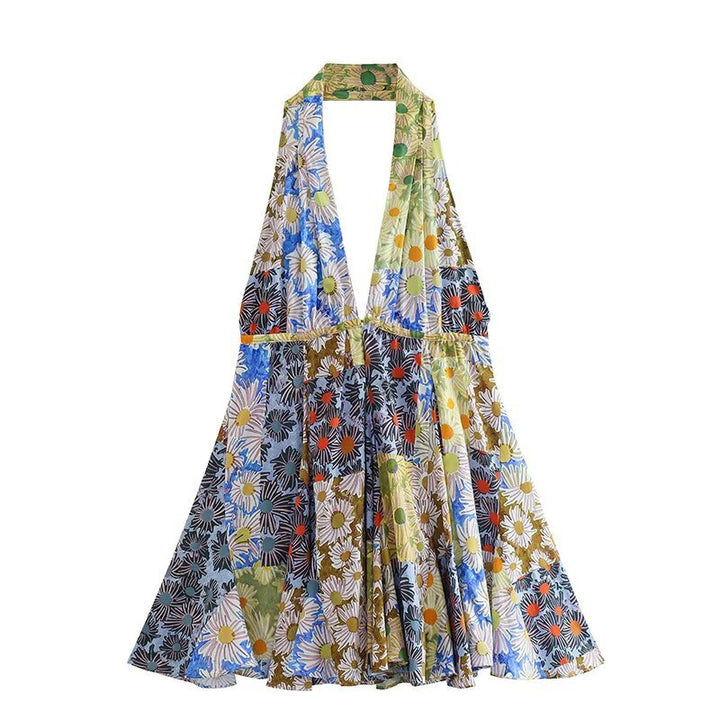 Damen Halterneck Kleid mit fließendem Rock Drune