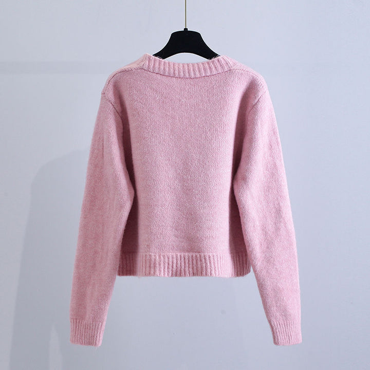 Damen verspielter Strickjacke mit Blumenmuster Drune