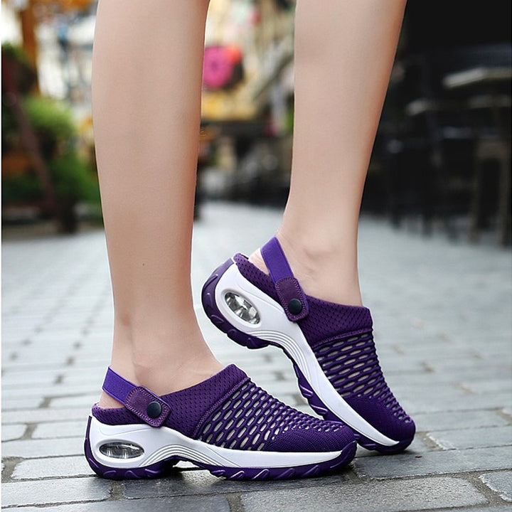 Damen  atmungsaktive Mesh-Clogs mit luftgepolsterter Dämpfungssohle und verstellbarem Fersenriemen Drune