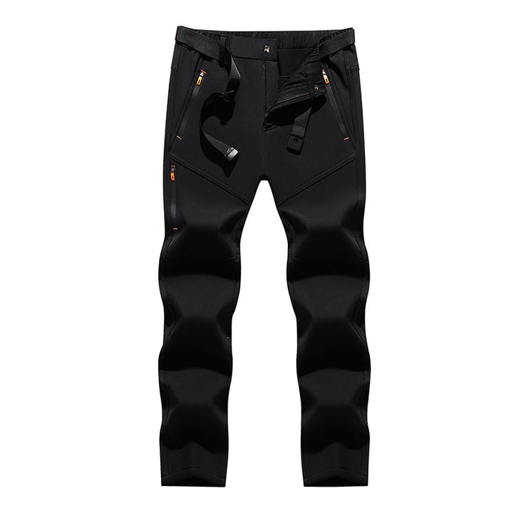 Herren Technische Softshell‑Outdoorhose mit vorgeformten Knien, wasserabweisenden Reißverschlüssen & integriertem Gürtel Drune