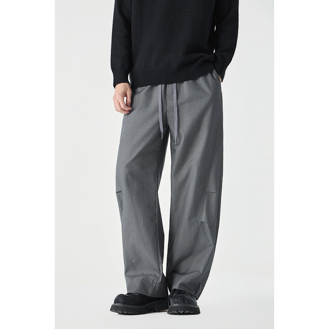 Herren Weite Cropped Cargohose mit Tunnelzug und Kniefalten Drune