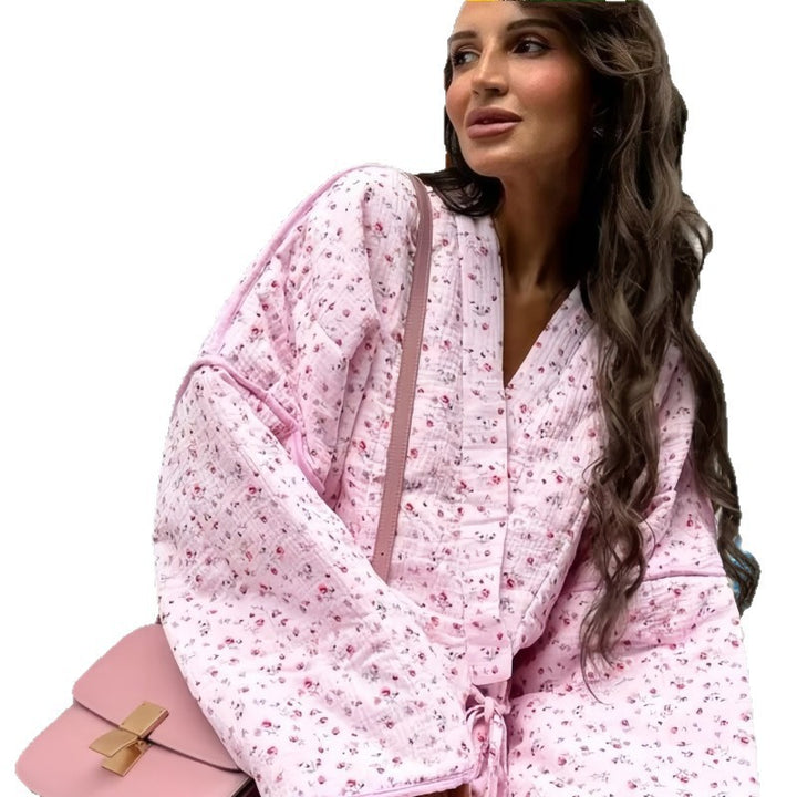 Damen Strickjacke mit floralen Mustern und lässigem Schnitt Drune