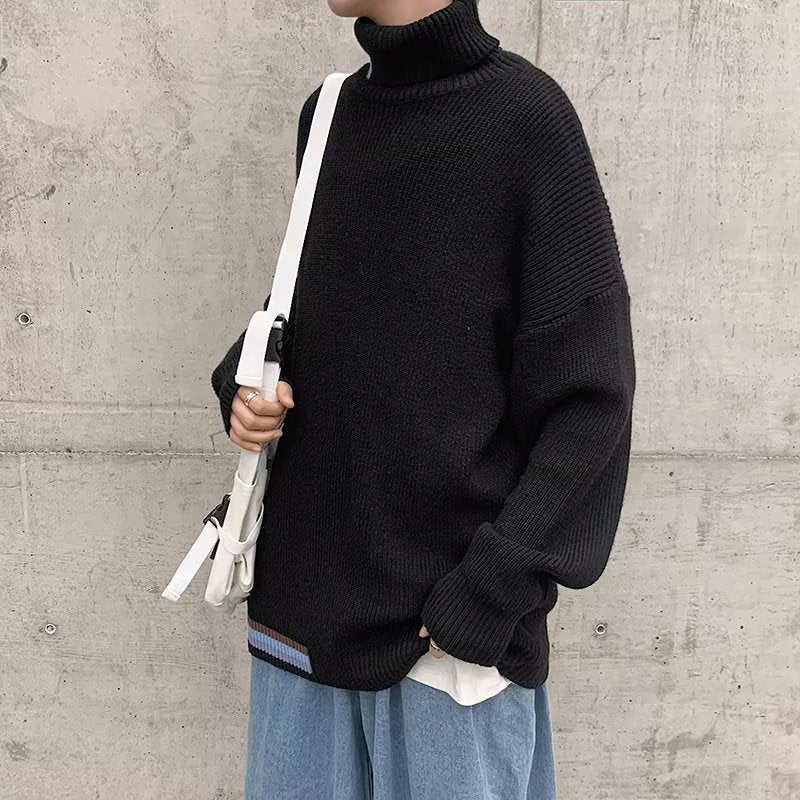 Herren Strickpullover mit hohem Kragen und modernen Rippendetails Drune