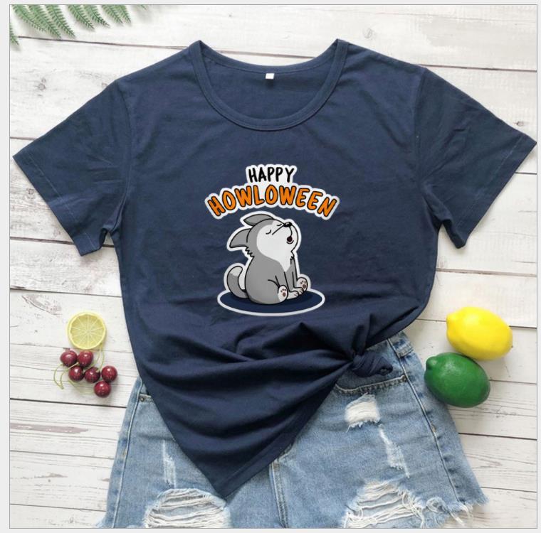 Frauen Grafik T-Shirt mit verspieltem Halloween Hundedesign Drune