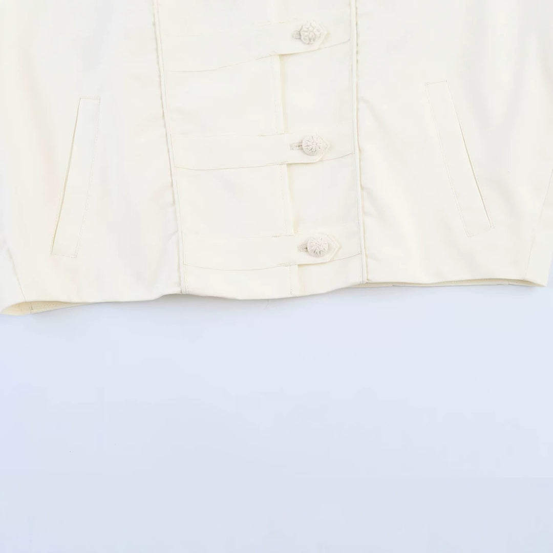 Damen Oversize Jacke mit Stehkragen und chinesischen Zierknöpfen Drune