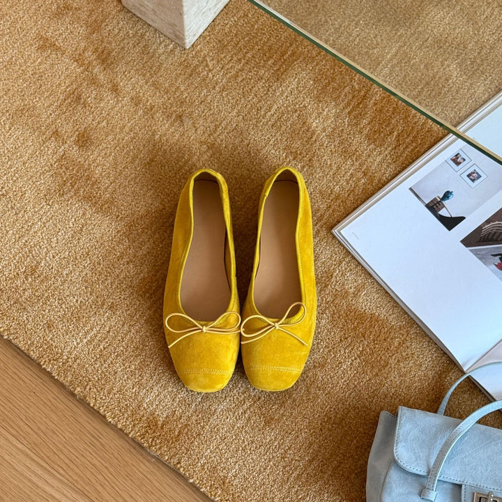 Damen Ballerinas aus weichem Wildleder mit modischem Schleifendetail Drune