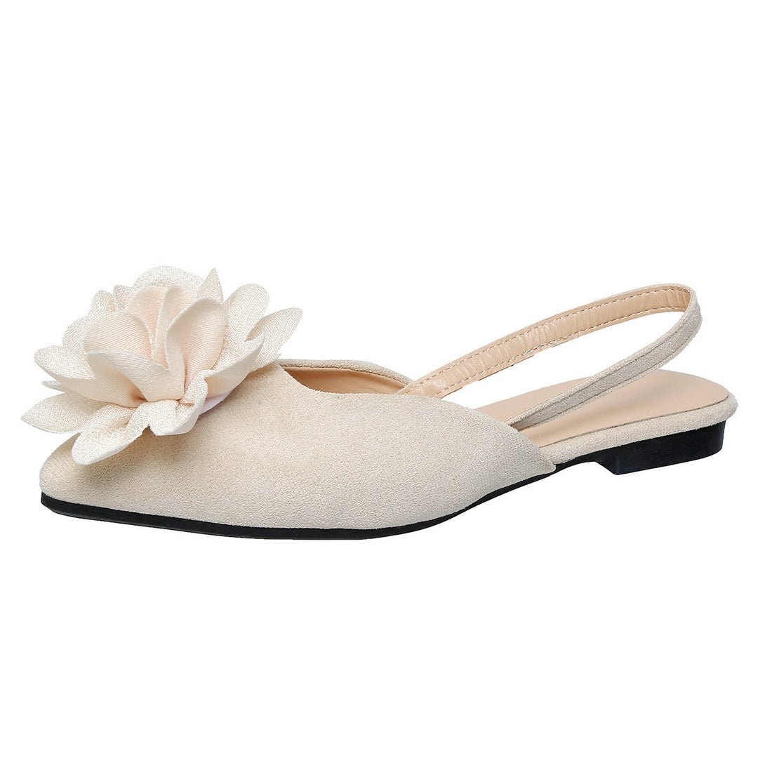 Damen Slingback-Mules mit spitzer Zehenpartie und großer Blumenapplikation Drune
