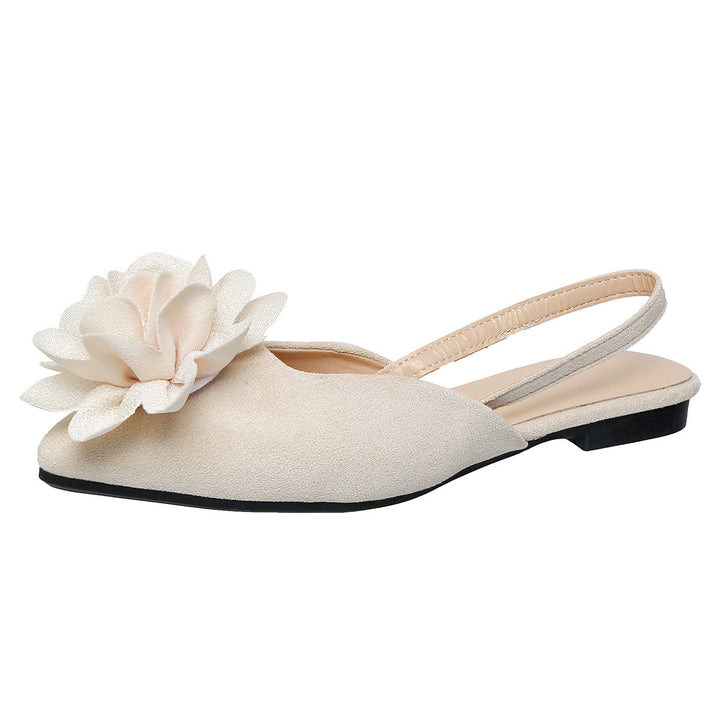 Damen Slingback-Mules mit spitzer Zehenpartie und großer Blumenapplikation Drune