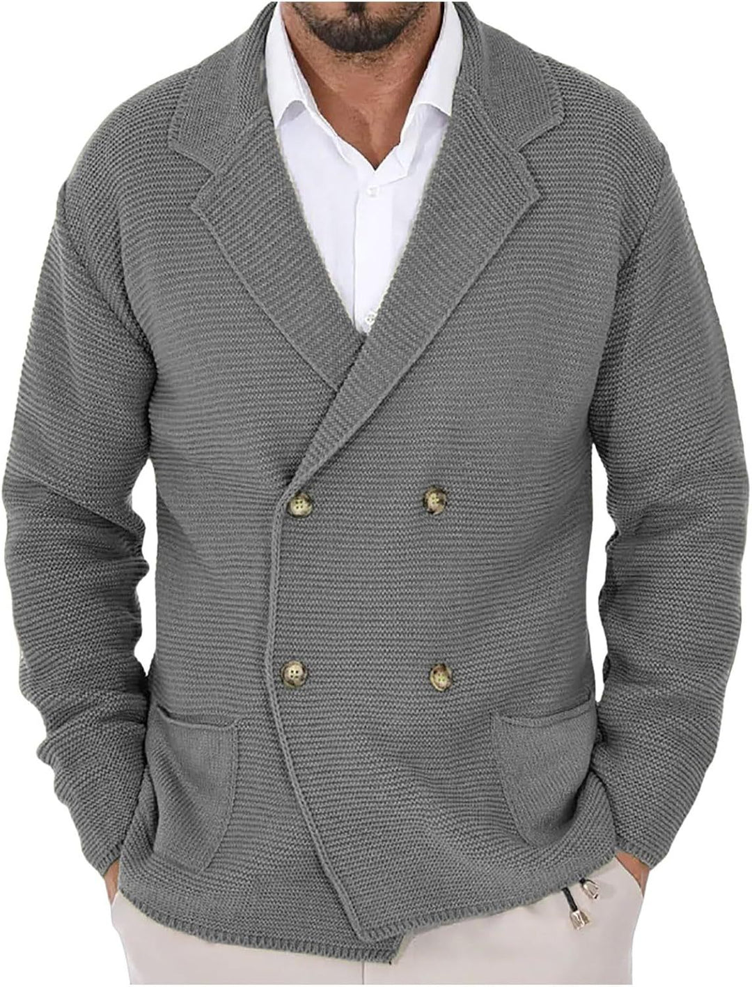 Herren Strickjacke mit modischem Schalkragen und dekorativen Knöpfen Drune