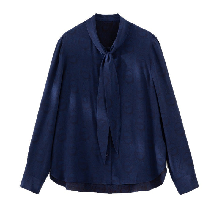 Damen Bluse mit Schleifenkragen und dezenter Jacquardstruktur Drune