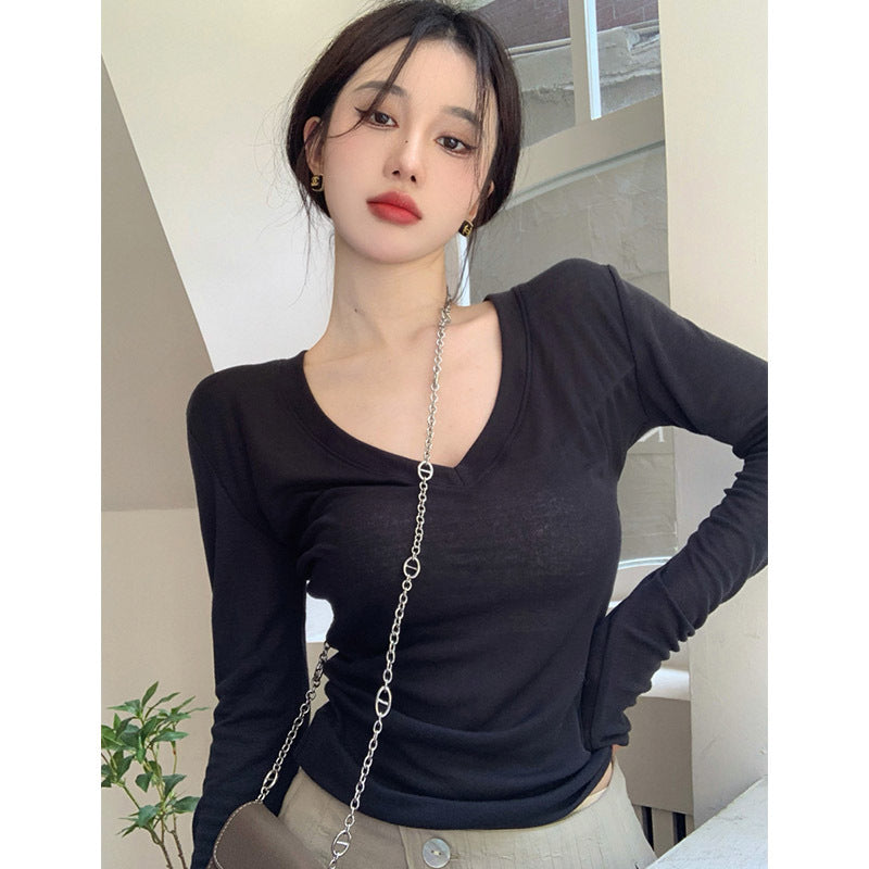 Damen Langarmshirt mit V-Ausschnitt und figurschmeichelnder Passform Drune