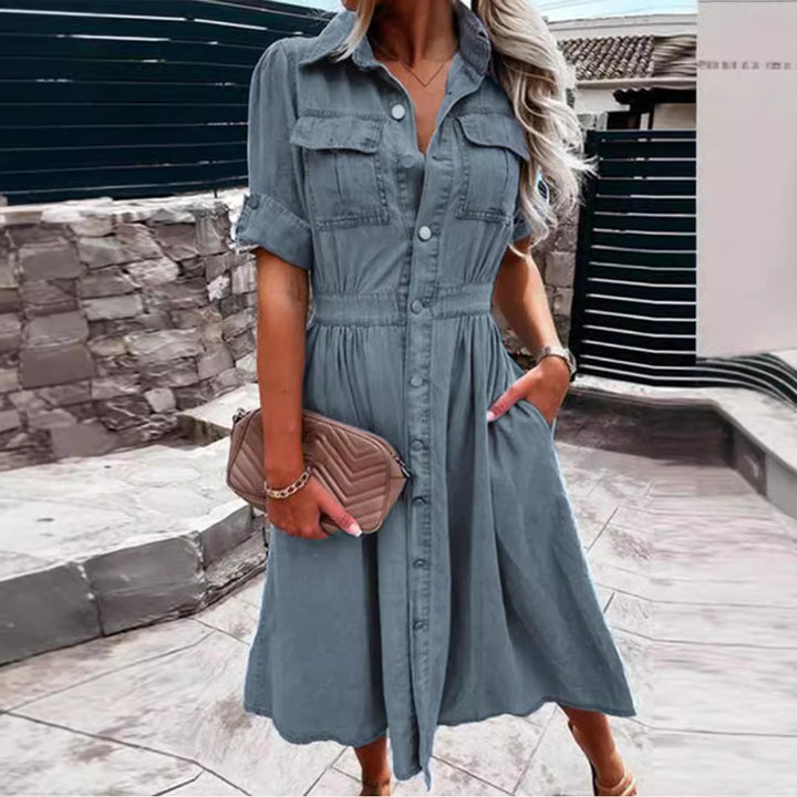 Damen Jeanshemdkleid mit praktischen Taschen und eleganter Taillierung Drune