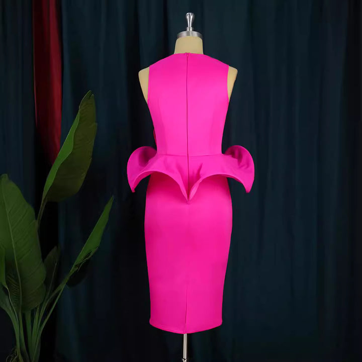 Damen Cocktailkleid mit kunstvollem Blumenapplikation Drune