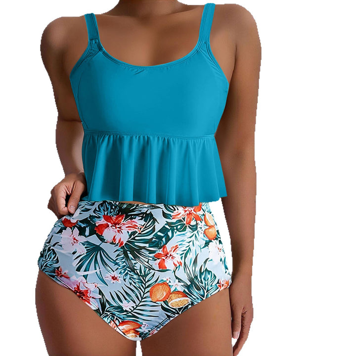Damen Tankini-Set mit floralen Akzenten und Rüschen Drune