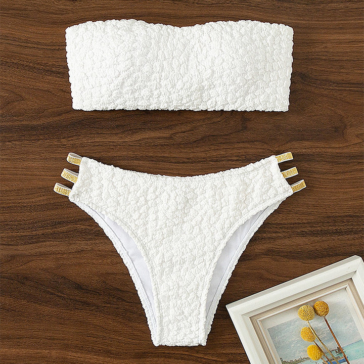 Damen Bandeau-Bikini-Set mit glänzenden Akzenten Drune