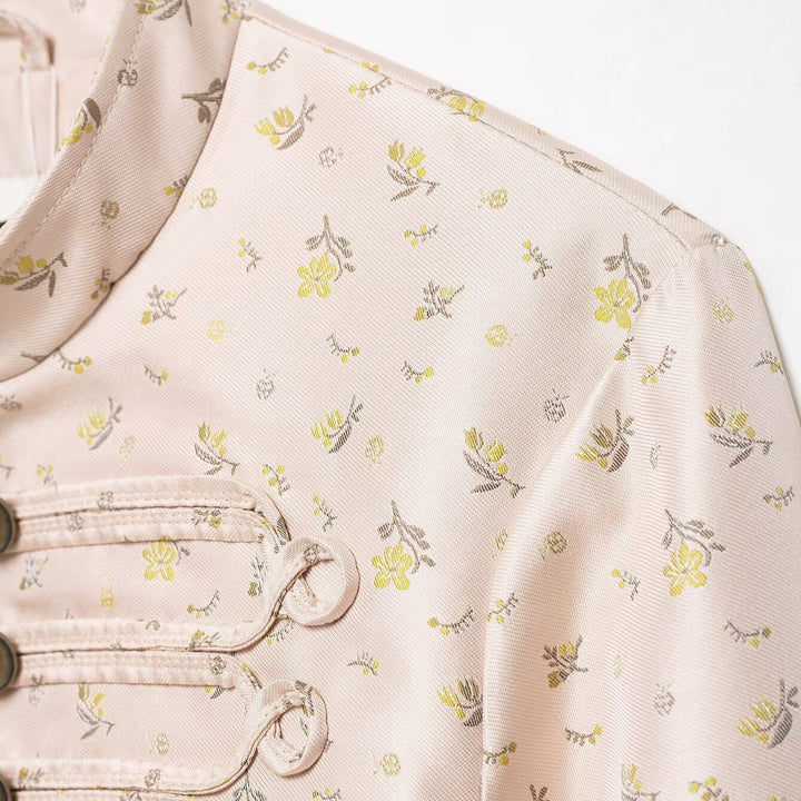 Damen Cropped‑Satin‑Jacke mit Mandarinkragen und dekorativer Kordierung Drune