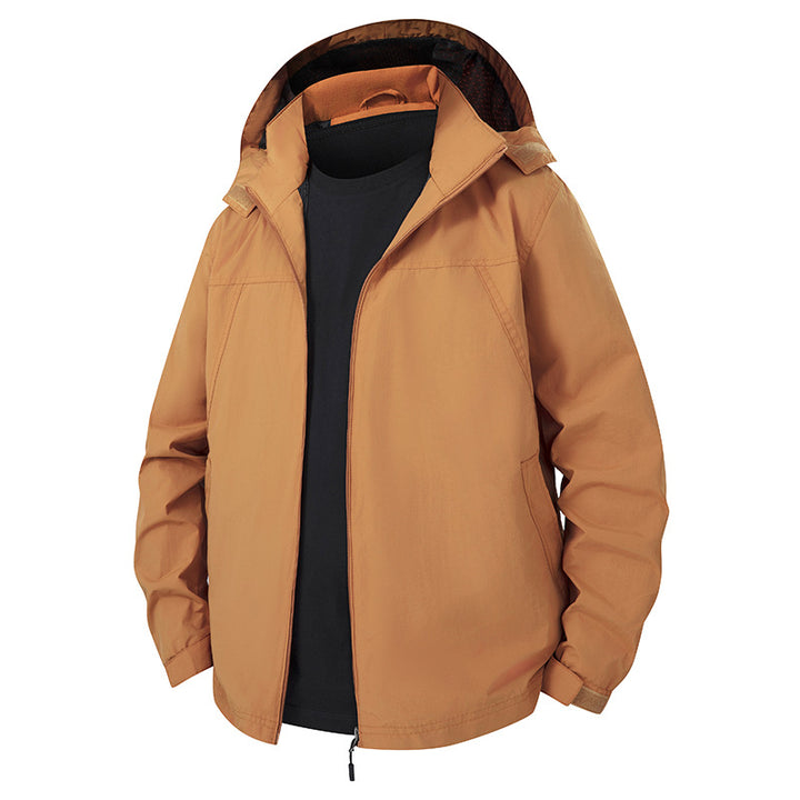 Herren Leichte wasserabweisende Kapuzen‑Shelljacke mit atmungsaktivem Meshfutter und verstellbarem Saum Drune