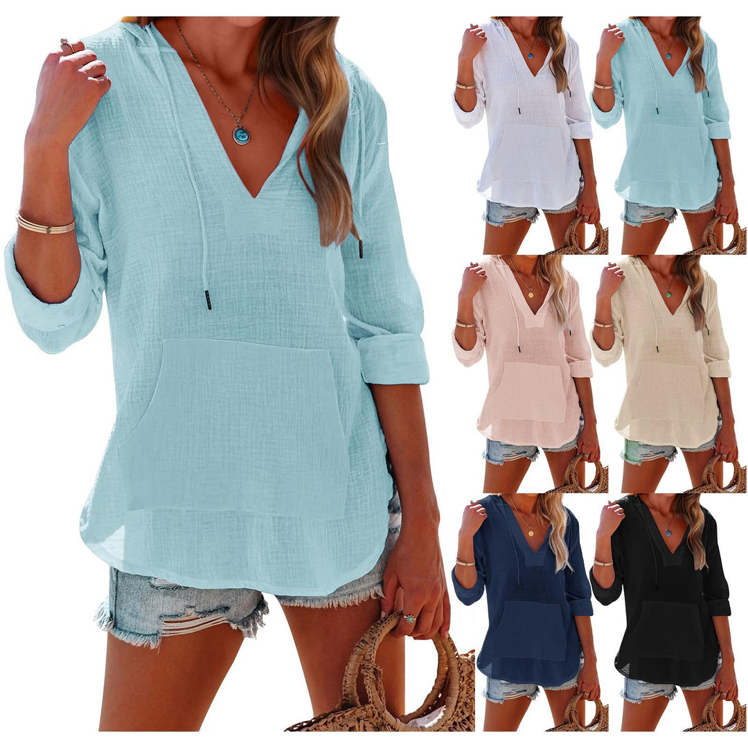 Damen leichter Kapuzenpullover Top Drune