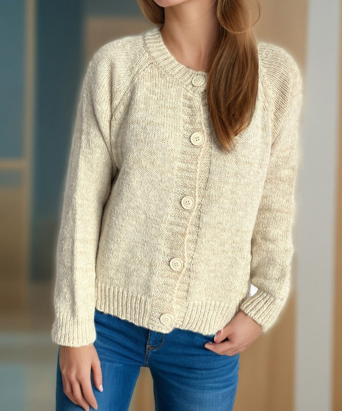 Damen lässiger Strickcardigan mit großen Knopfdetails und weichem Material Drune