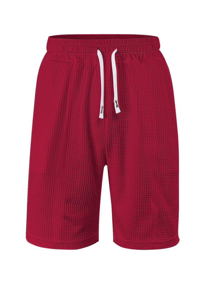 Herren nan atmungsaktive Waffel-Pyjama-Shorts mit elastischem Komfortbund, Tunnelzug und seitlichen Eingrifftaschen Drune
