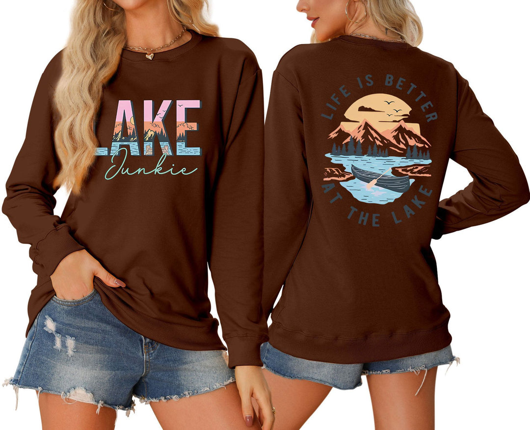 Damen Langarmshirt mit kreativem Lake-Motiv und lässiger Passform Drune