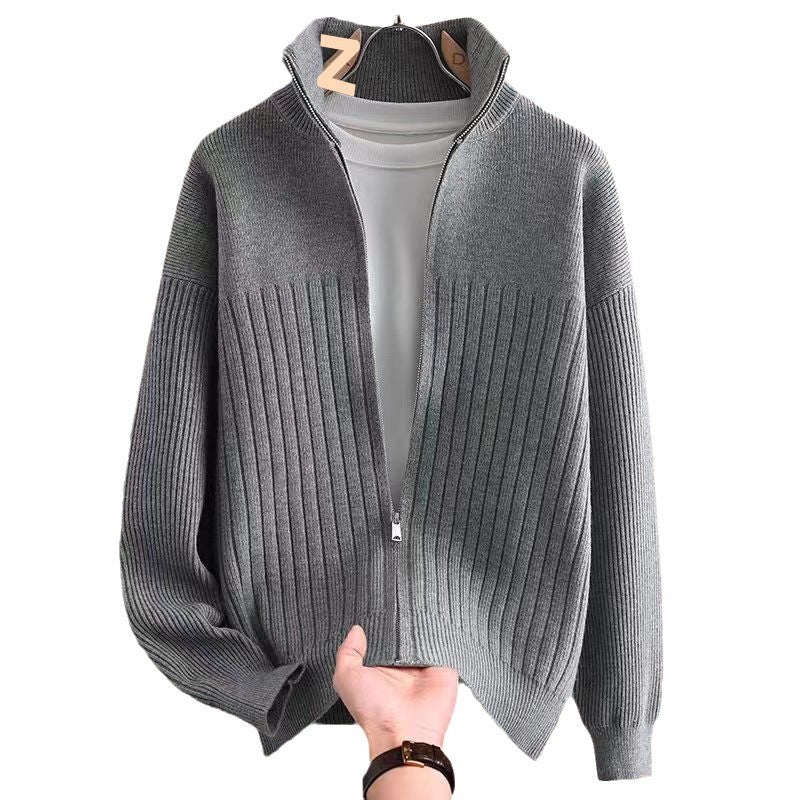 Herren Elegante Strickjacke mit hohem Kragen Drune