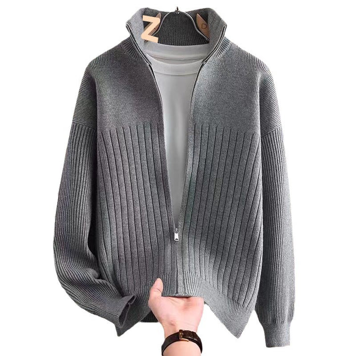 Herren Elegante Strickjacke mit hohem Kragen Drune