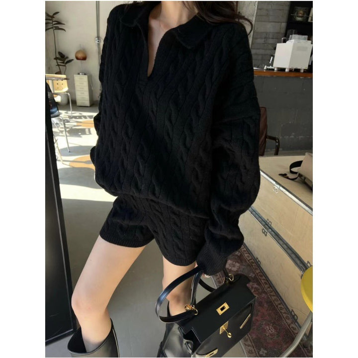 Damen Grobstrickpullover mit Zopfmuster Drune