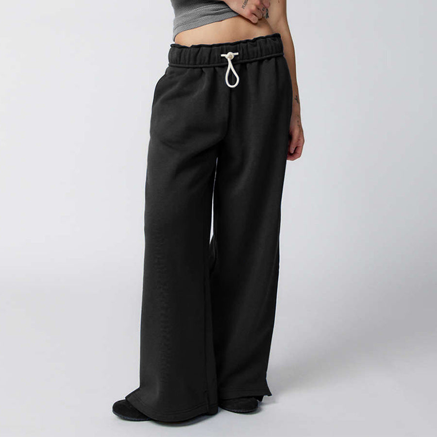 Damen weite Freizeit-Hose mit elastischem Bund und Kordelzug Drune