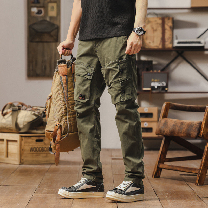 Herren Robuste Canvas-Cargo-Hose mit elastischem Bund, Kniepaneelen und Klappfächern Drune