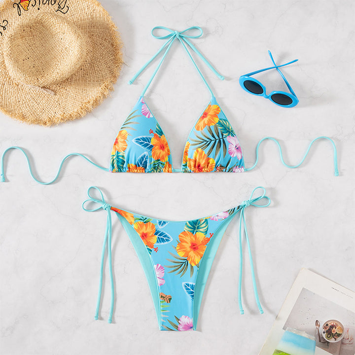 Damen Bikiniset mit floralem Muster und verstellbaren Trägern Drune