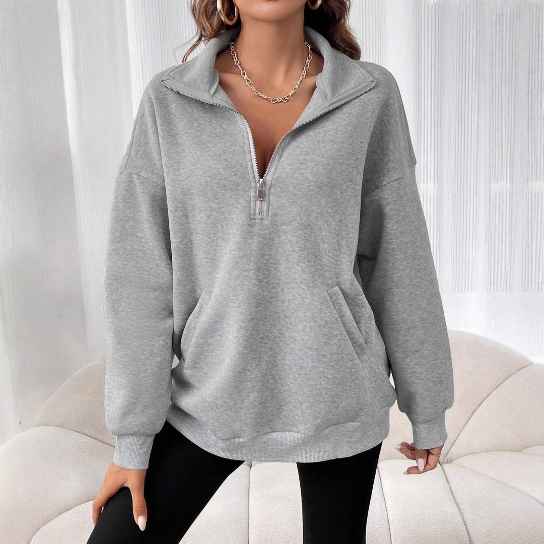 Damen Sweatshirt mit Reißverschluss und praktischen Taschen Drune