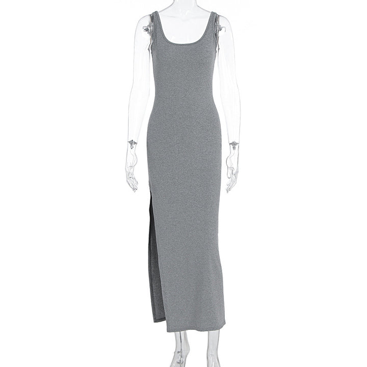 Damen Schlichtes Maxikleid mit hohem Seitenschlitz Drune