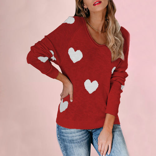 Damen kuscheliger Pullover mit herzförmigen Mustern Drune