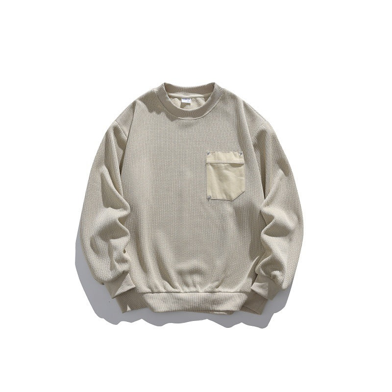 Unisex Waffelstruktur-Sweatshirt mit Brusttasche und elastischem Saum Drune