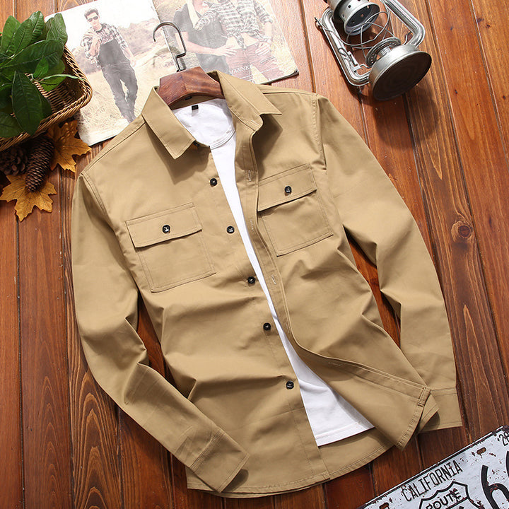 Herren Baumwollmix‑Hemdjacke im Utility‑Look mit Brustpattentaschen Drune