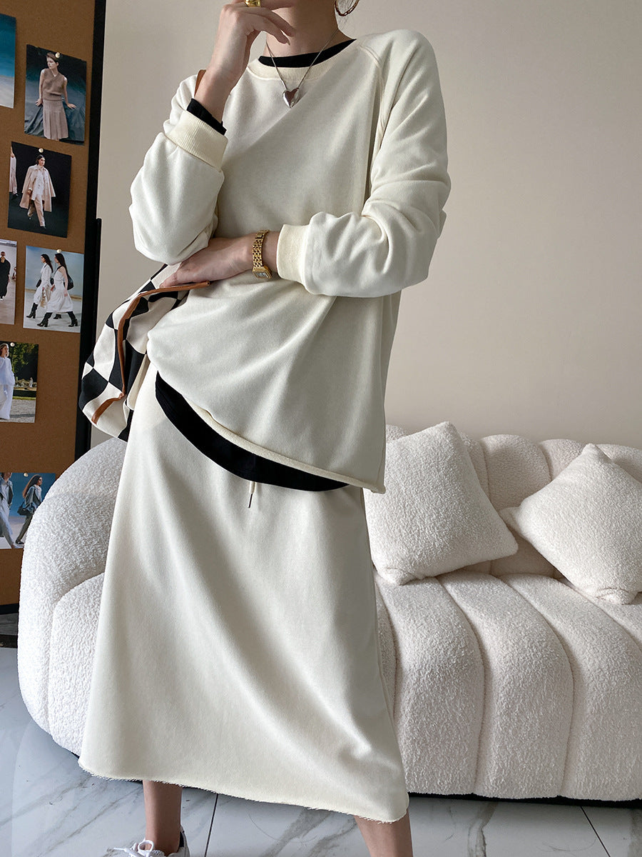 Damen lässiges Sweatshirt mit Skirt-Set Drune