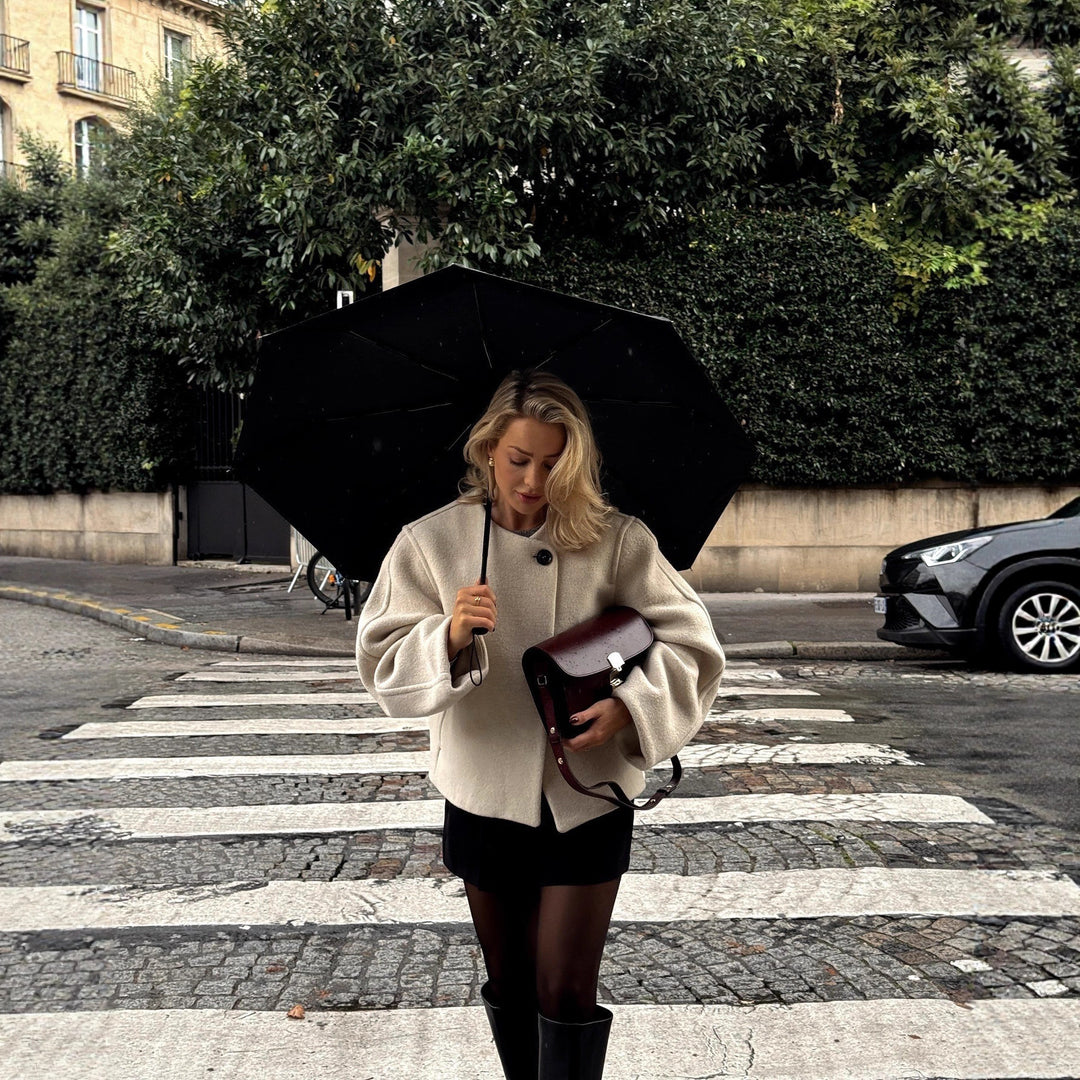 Damen elegante Kurzjacke im minimalistischen Design mit praktischem Knopf Drune