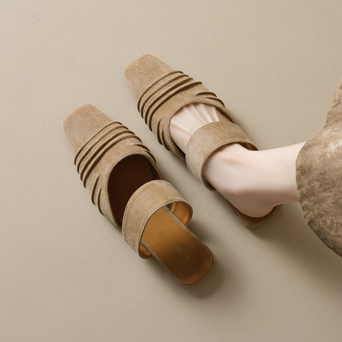 Damen Mokassin-Sandalen mit eleganten Riemen und stylischem Faltendesign Drune