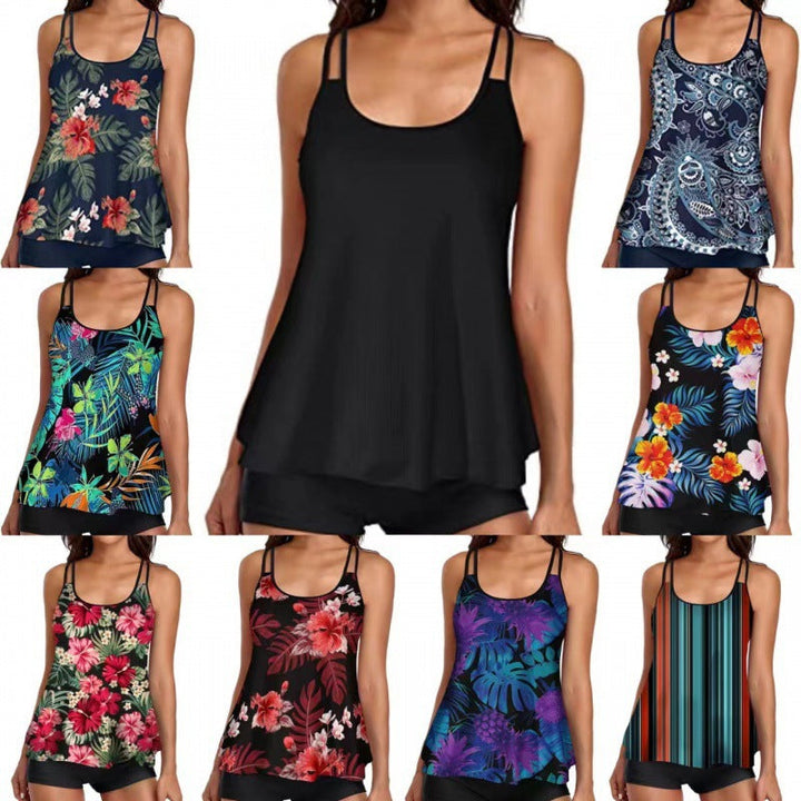 Damen Sportliches Tankini-Set mit bequemem Shorts und verstellbaren Trägern Drune