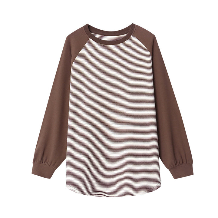 Damen Lässiger Sweatshirt mit gestreiftem Design Drune