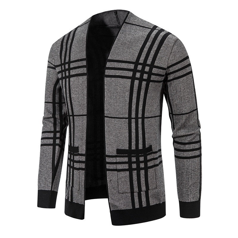 Herren Strickjacke mit modernem Karomuster und praktischem Reißverschluss Drune